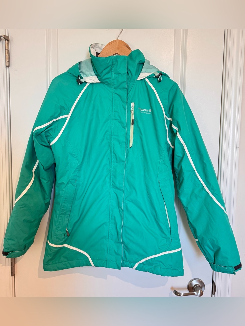 Regatta Great Outdoors Hooded Waterproof Jacket Teal Coat Womens Sz 10